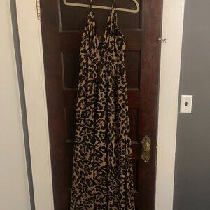 Shein Leopard Print Cross Back Maxi Dress - Size S
